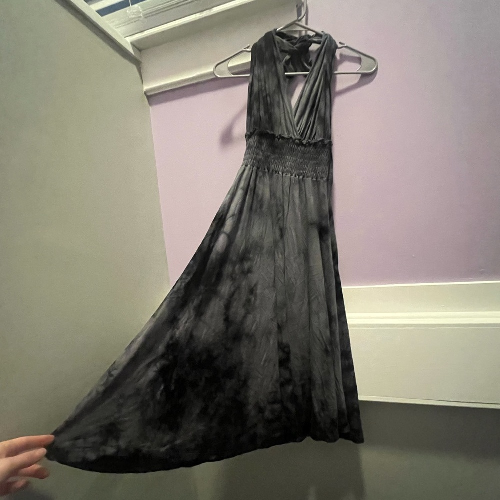 Grey watercolor halter top summer dress